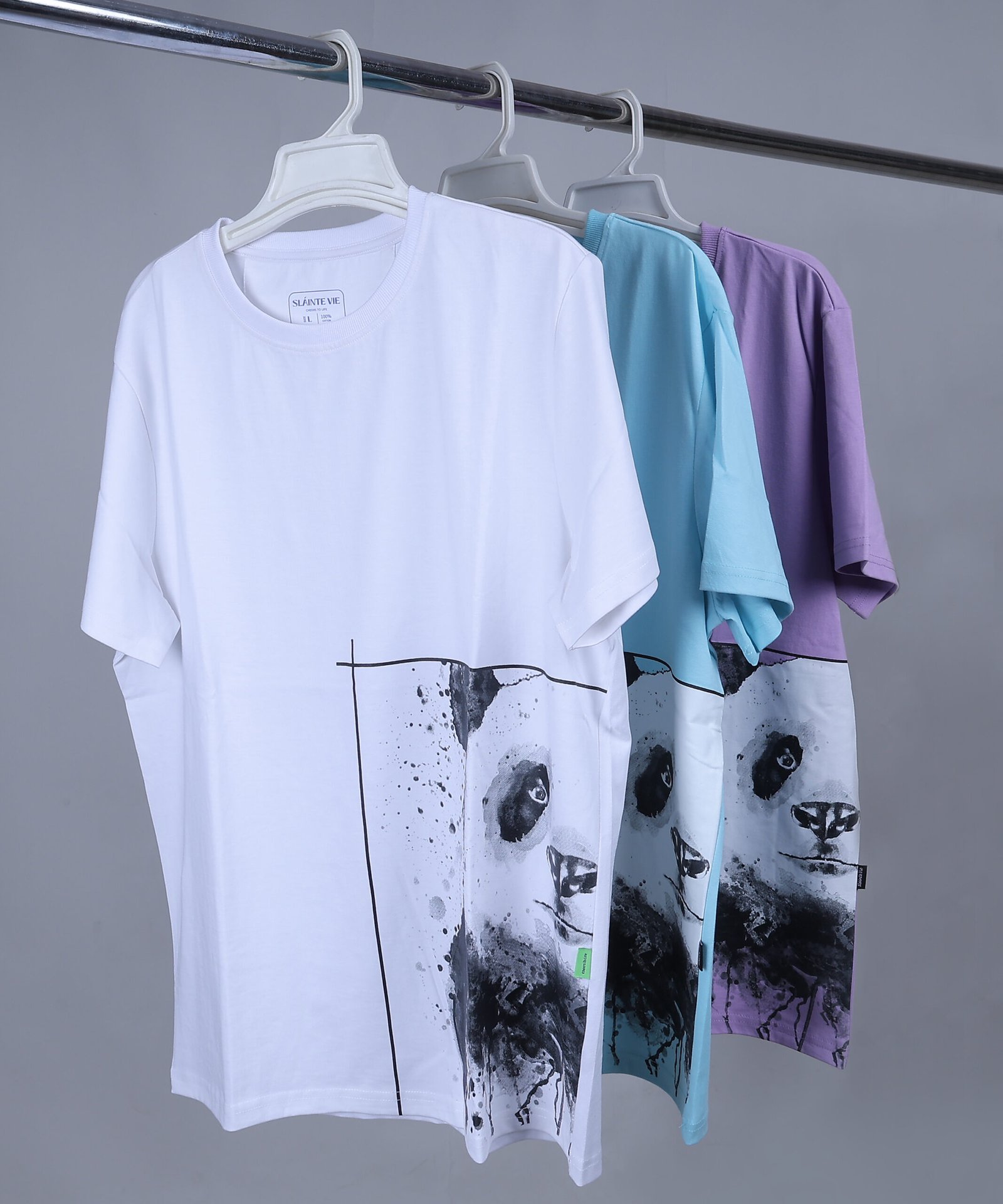 Printed tees on rack